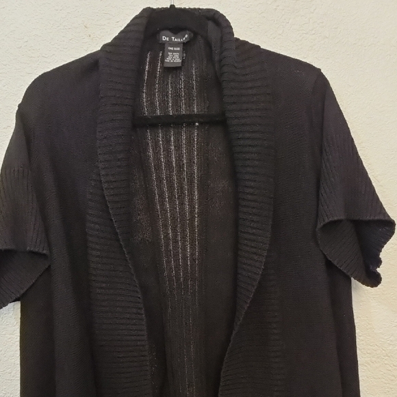 Black Asymmetrical Open-Front Cardigan Sweater - Picture 3 of 4